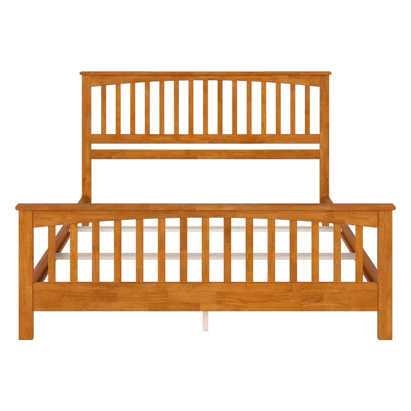 Brooklyn King Wood Foundation Bed with Matching Footboard in Light Toffee