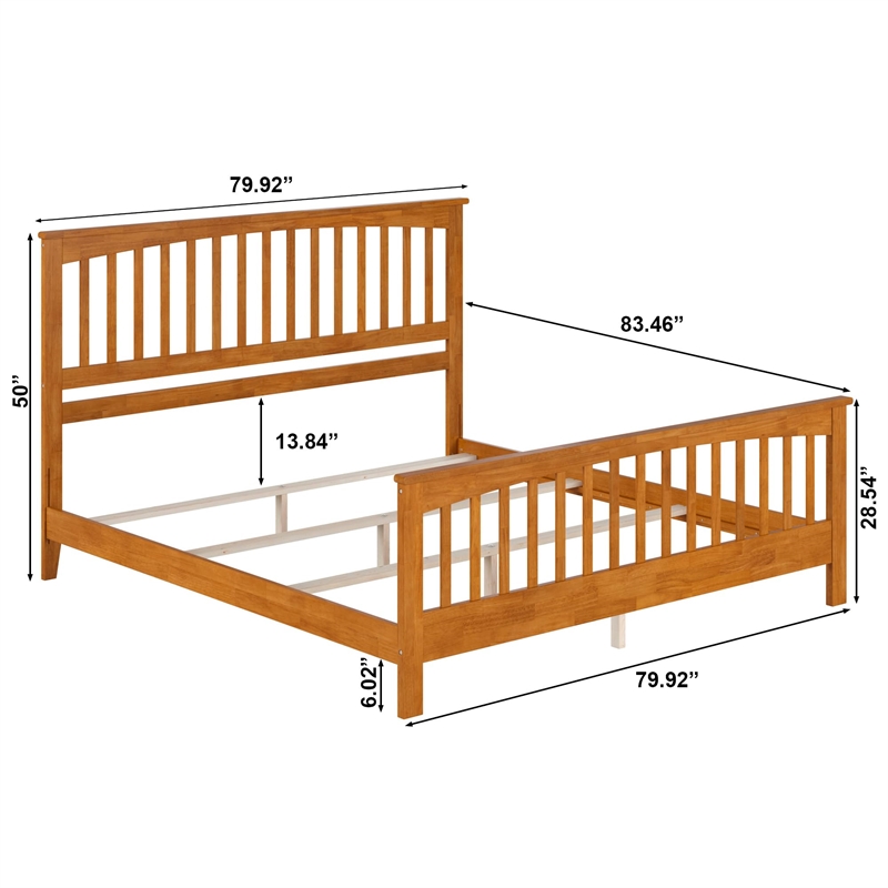 Brooklyn King Wood Foundation Bed with Matching Footboard in Light Toffee