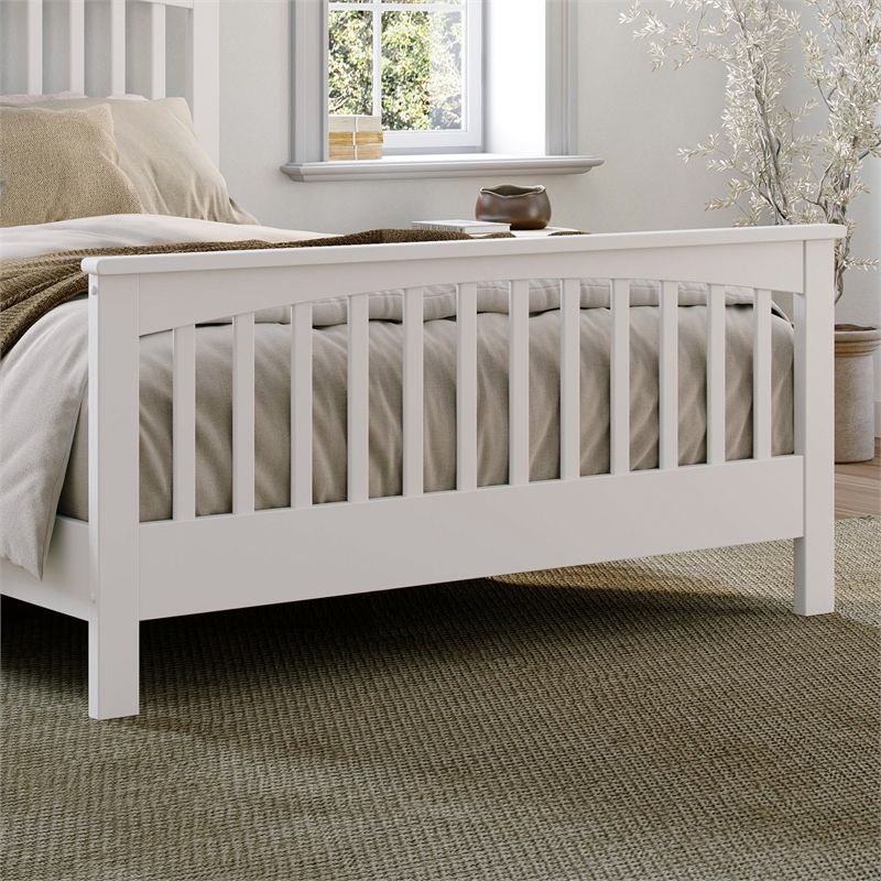 Camilla Queen Wood Low Profile Platform Bed with Matching Footboard in White