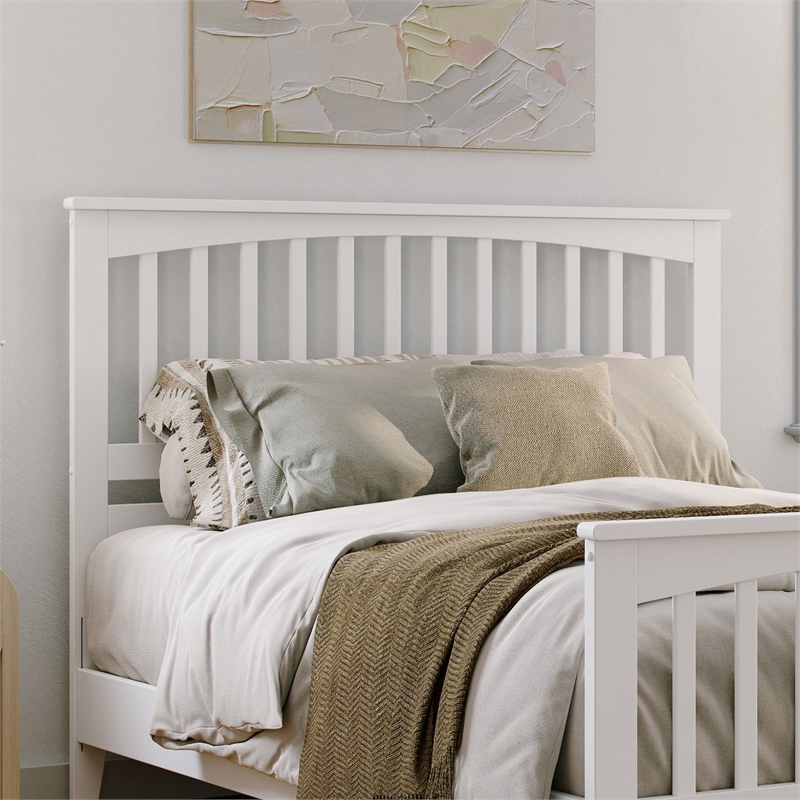 Camilla Queen Wood Low Profile Platform Bed with Matching Footboard in White