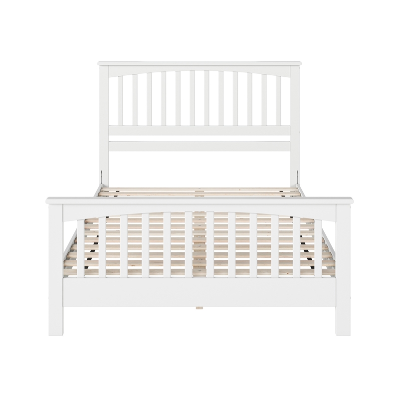 Camilla Queen Wood Low Profile Platform Bed with Matching Footboard in White