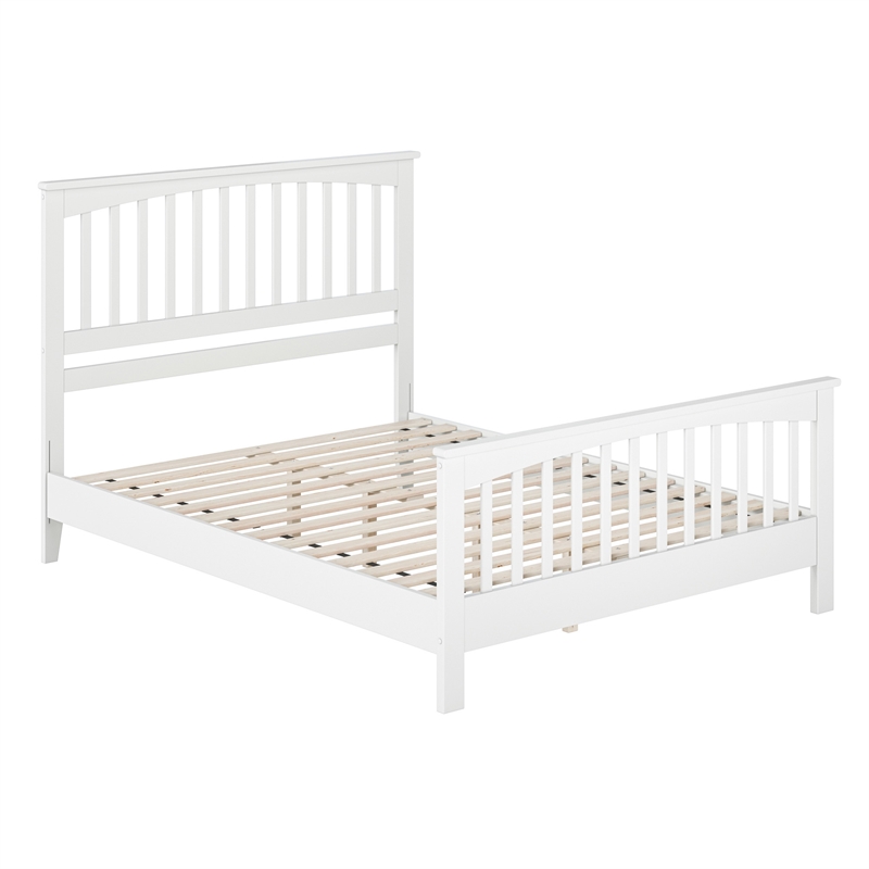 Camilla Queen Wood Low Profile Platform Bed with Matching Footboard in White