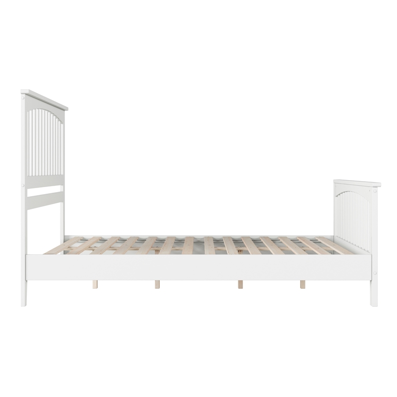 Camilla Queen Wood Low Profile Platform Bed with Matching Footboard in White