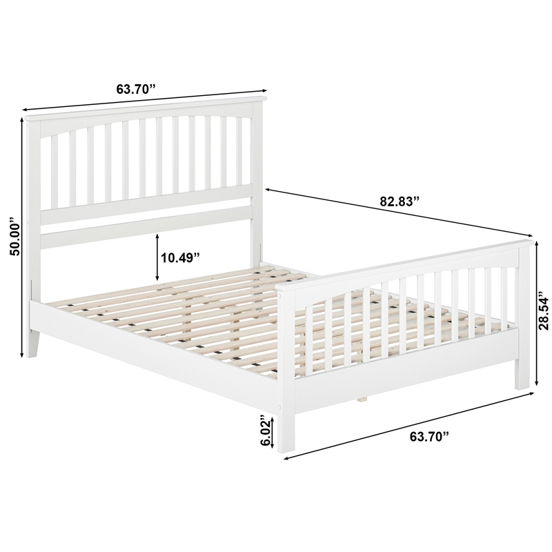 Camilla Queen Wood Low Profile Platform Bed with Matching Footboard in White