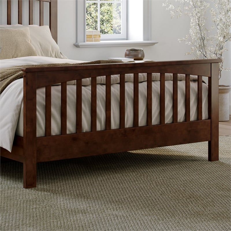 Camilla Queen Wood Low Profile Platform Bed with Matching Footboard in Walnut