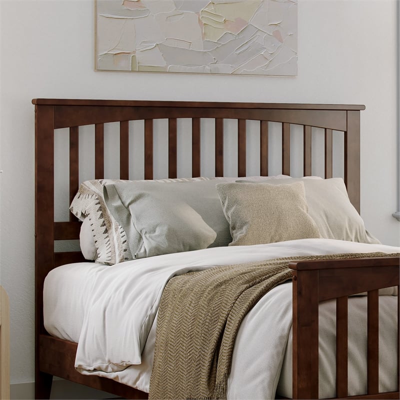 Camilla Queen Wood Low Profile Platform Bed with Matching Footboard in Walnut