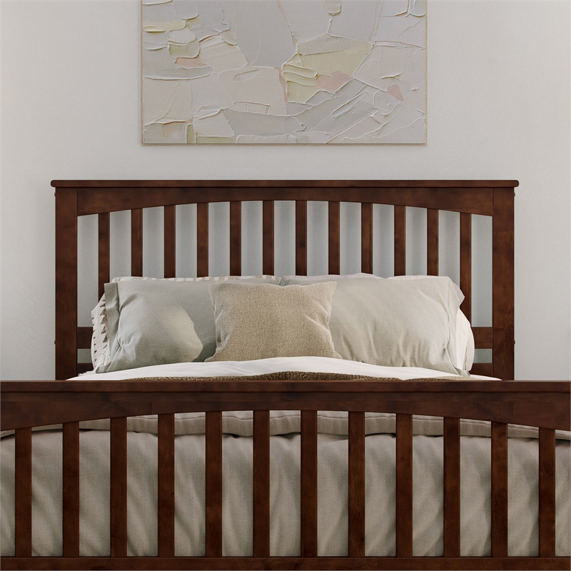 Camilla Queen Wood Low Profile Platform Bed with Matching Footboard in Walnut