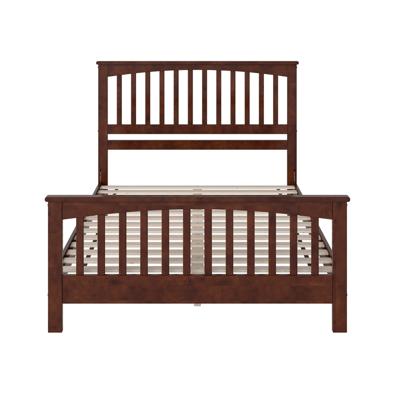 Camilla Queen Wood Low Profile Platform Bed with Matching Footboard in Walnut