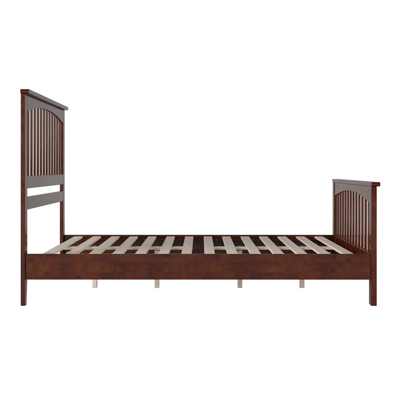Camilla Queen Wood Low Profile Platform Bed with Matching Footboard in Walnut
