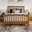 Camilla Queen Wood Low Profile Platform Bed w Matching Footboard in Light Toffee
