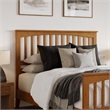 Camilla Queen Wood Low Profile Platform Bed w Matching Footboard in Light Toffee