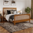 Camilla Queen Wood Low Profile Platform Bed w Matching Footboard in Light Toffee