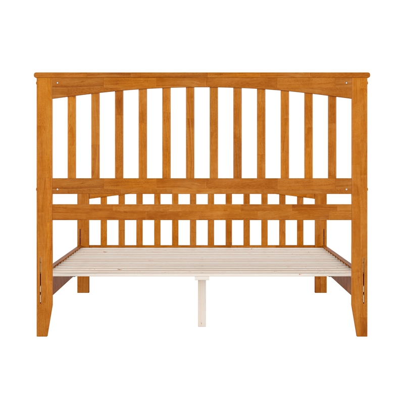 Camilla Queen Wood Low Profile Platform Bed w Matching Footboard in Light Toffee