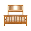 Camilla Queen Wood Low Profile Platform Bed w Matching Footboard in Light Toffee