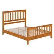 Camilla Queen Wood Low Profile Platform Bed w Matching Footboard in Light Toffee