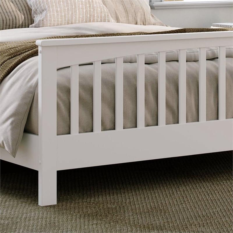 Camilla King Wood Low Profile Platform Bed with Matching Footboard in White