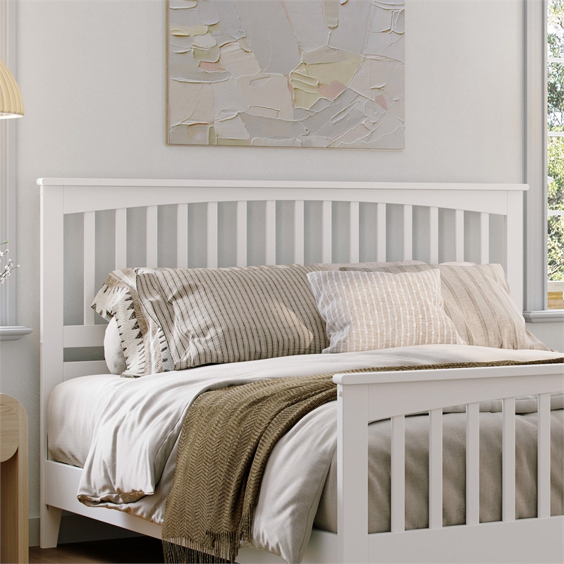 Camilla King Wood Low Profile Platform Bed with Matching Footboard in White