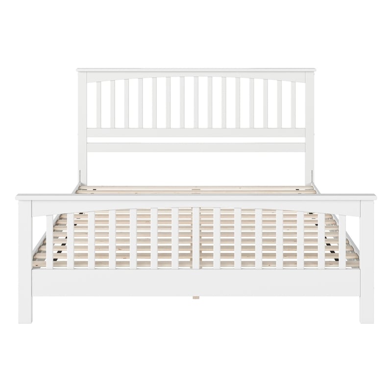 Camilla King Wood Low Profile Platform Bed with Matching Footboard in White