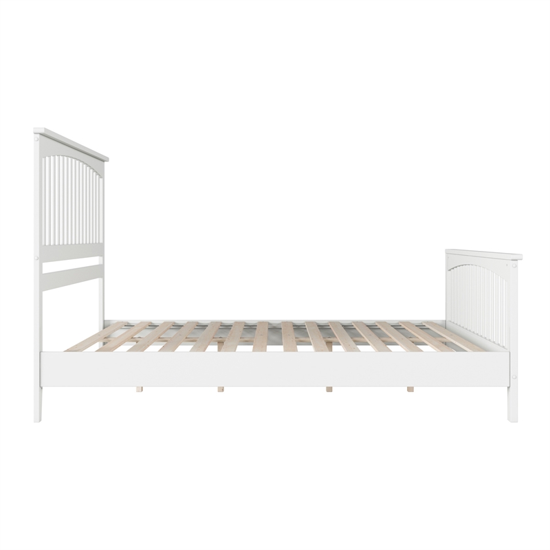 Camilla King Wood Low Profile Platform Bed with Matching Footboard in White