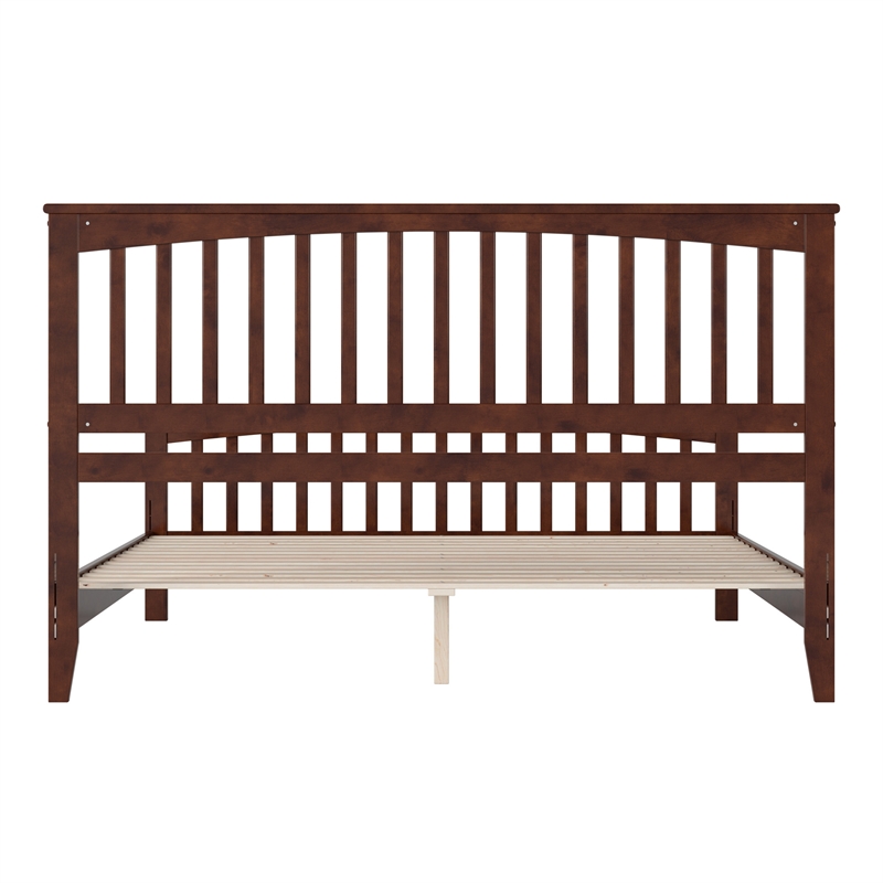 Camilla King Wood Low Profile Platform Bed with Matching Footboard in Walnut