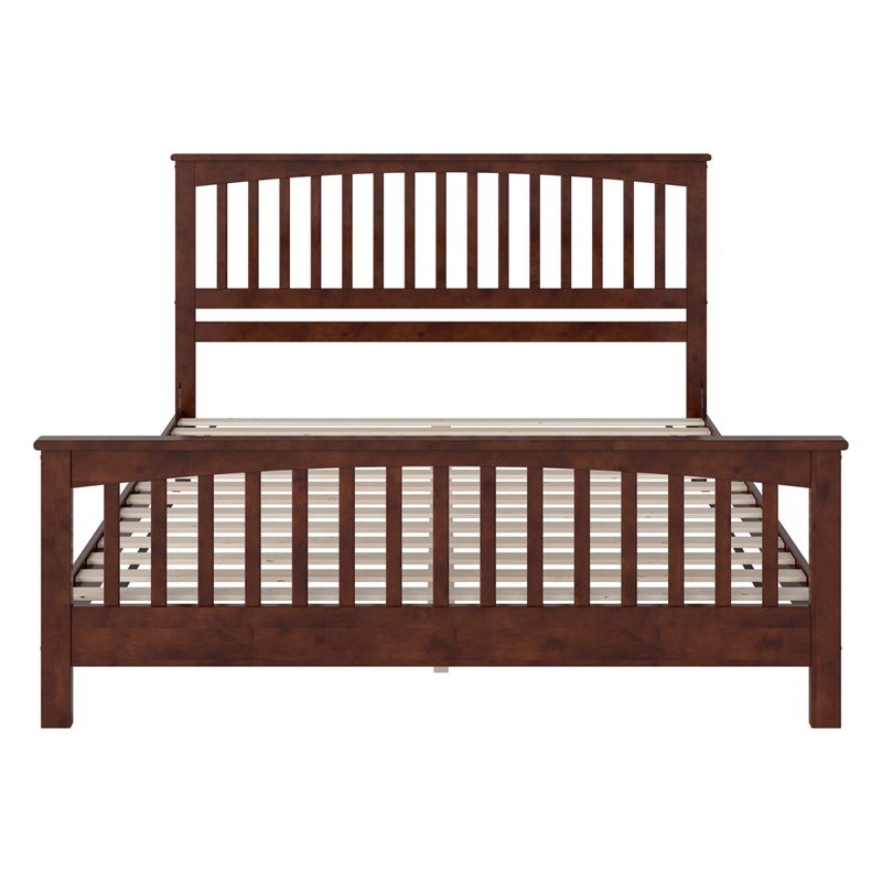 Camilla King Wood Low Profile Platform Bed with Matching Footboard in Walnut