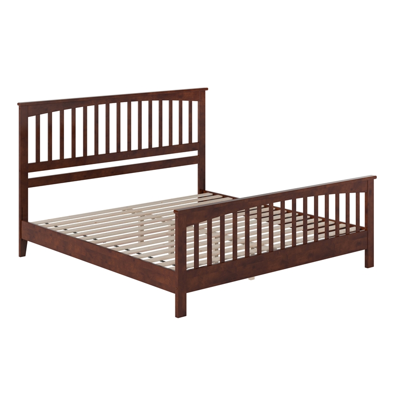 Camilla King Wood Low Profile Platform Bed with Matching Footboard in Walnut