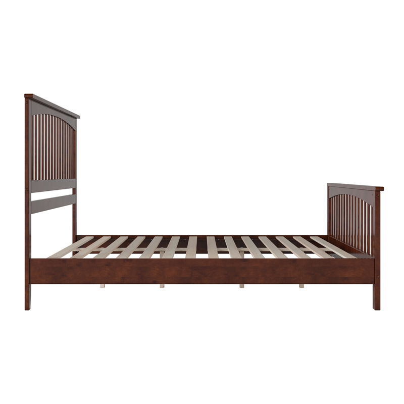 Camilla King Wood Low Profile Platform Bed with Matching Footboard in Walnut