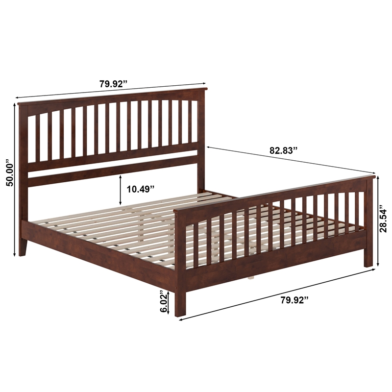 Camilla King Wood Low Profile Platform Bed with Matching Footboard in Walnut