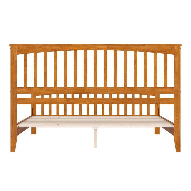 Camilla King Wood Low Profile Platform Bed w/ Matching Footboard in Light Toffee