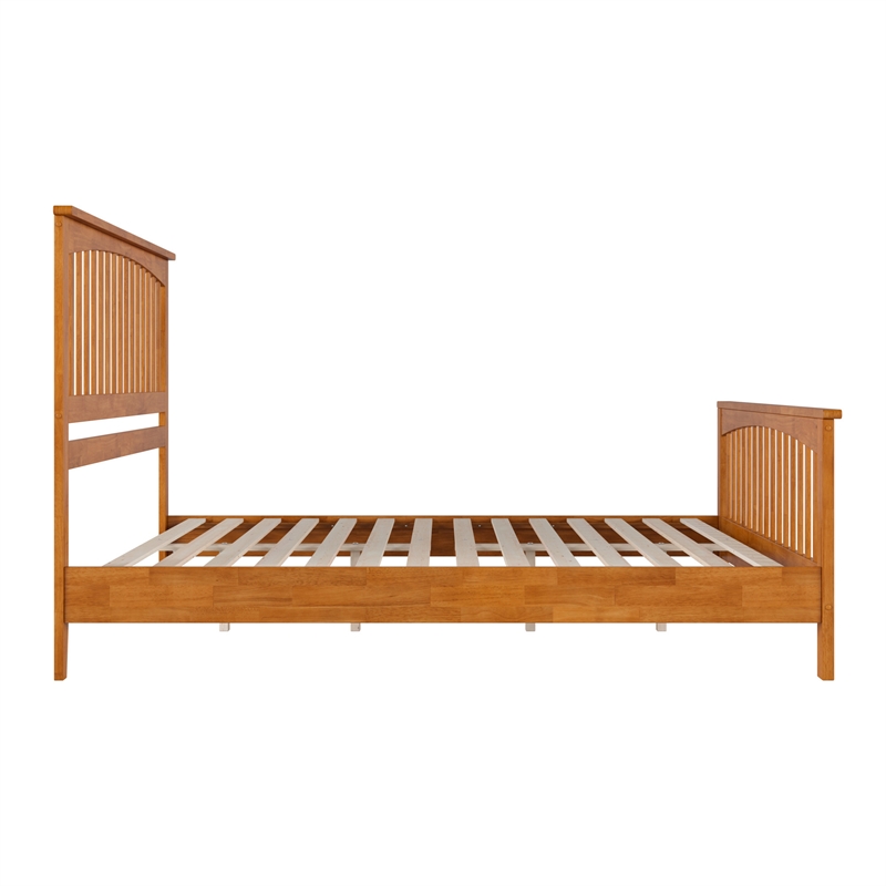 Camilla King Wood Low Profile Platform Bed w/ Matching Footboard in Light Toffee