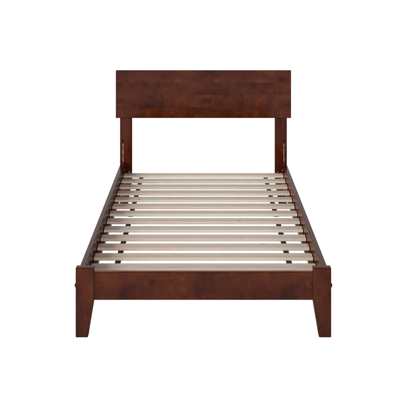 Orlando Twin Solid Wood Low Profile Platform Bed in Walnut Brown