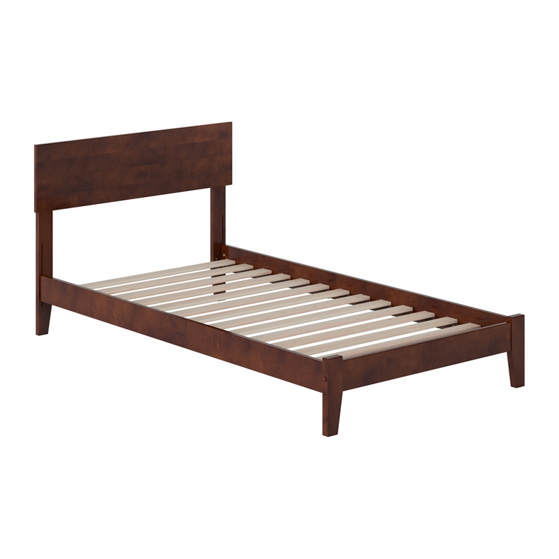 Orlando Twin Solid Wood Low Profile Platform Bed in Walnut Brown