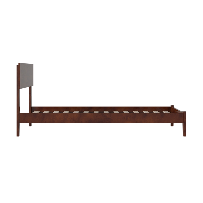 Orlando Twin Solid Wood Low Profile Platform Bed in Walnut Brown