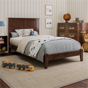 Madison Twin Solid Wood Low Profile Platform Bed in Walnut Brown