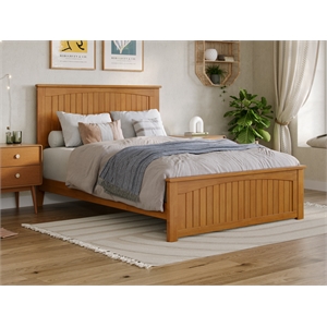 nantucket full wood low profile platform bed wmatching footboard in light toffee