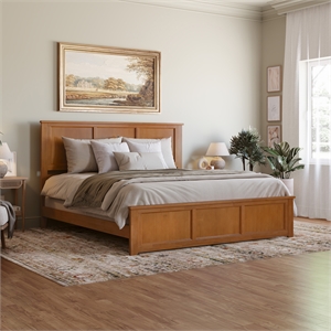 Madison King Low Profile Platform Bed with Matching Footboard in Light Toffee
