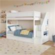 Dover Twin over Twin Wood Staircase Bunk Bed with Drawer & Trundle in White