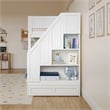 Dover Twin over Twin Wood Staircase Bunk Bed with Drawer & Trundle in White