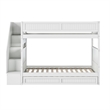Dover Twin over Twin Wood Staircase Bunk Bed with Drawer & Trundle in White