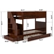 Dover Twin over Twin Wood Staircase Bunk Bed with Drawer & Trundle in Walnut