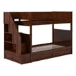 Dover Twin over Twin Wood Staircase Bunk Bed with Drawer & Trundle in Walnut