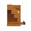 Dover Twin over Twin Wood Staircase Bunk Bed w/ Drawer & Trundle in Light Toffee