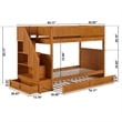Dover Twin over Twin Wood Staircase Bunk Bed w/ Drawer & Trundle in Light Toffee