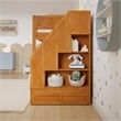 Dover Twin over Twin Wood Staircase Bunk Bed w/ Drawer & Trundle in Light Toffee