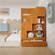 Dover Twin over Twin Wood Staircase Bunk Bed w/ Drawer & Trundle in Light Toffee