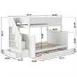 Dover Twin over Full Wood Staircase Bunk Bed with Drawer & Trundle in White