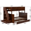Dover Twin over Full Wood Staircase Bunk Bed with Drawer & Trundle in Walnut