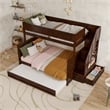 Dover Twin over Full Wood Staircase Bunk Bed with Drawer & Trundle in Walnut