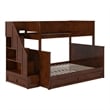Dover Twin over Full Wood Staircase Bunk Bed with Drawer & Trundle in Walnut