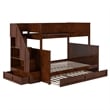 Dover Twin over Full Wood Staircase Bunk Bed with Drawer & Trundle in Walnut
